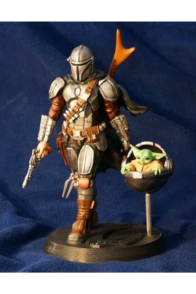 TuransoyCraft Mandalorian Ve Bebek Yoda Star Wars Boyalı Figür 26 Cm (DEV BOY) ürün görseli 1