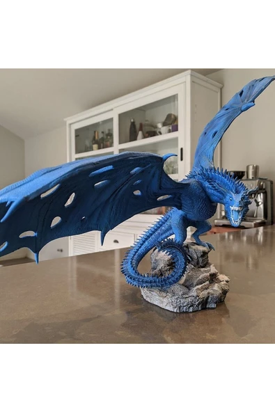 TuransoyCraft Buz Ejderi Viserion Game Of Thrones Boyalı Figür 23 Cm (DEV BOY) ürün görseli 1
