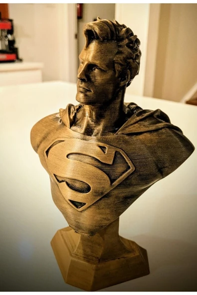 TuransoyCraft Çelik Adam Superman Büstü Varak Boyalı Figür 10 cm ürün görseli 1