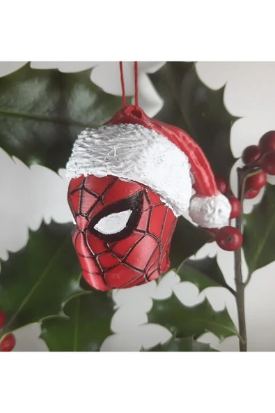 TuransoyCraft Kırmızı Örümcek Adam Yılbaşı Ağacı Süsü, Eğlenceli ve Renkli Dekorasyon Parçası ürün görseli 1