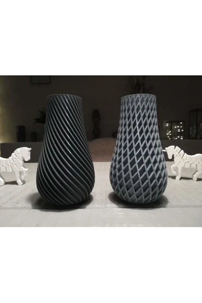 TuransoyCraft Lloret De Mar Lux Vazo Baklava Desen Gri 17cm (1 ADET) ürün görseli 1