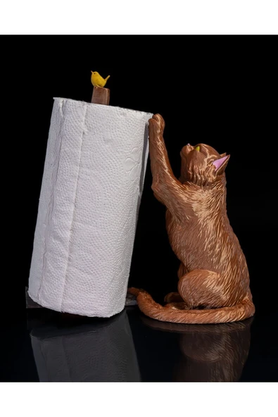 TuransoyCraft Kedi ve Kuş Temalı Tuvalet Kağıdı Tutacağı Tuvalet Kağıtlık ürün görseli 1