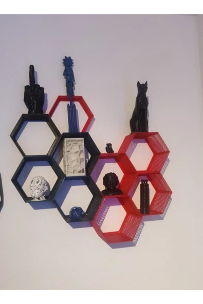 TuransoyCraft Hexagen Altıgen Dekoratif Duvar Rafı 1 Adet ürün görseli 1