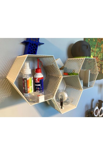 TuransoyCraft Hexagen Altıgen Dekoratif Duvar Rafı 1 Adet ürün görseli 1