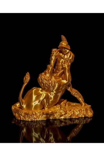 TuransoyCraft Gold Roma Truva Gladyatör Aslan Savaşı Figürü Büyük Boy 22CM ürün görseli 1