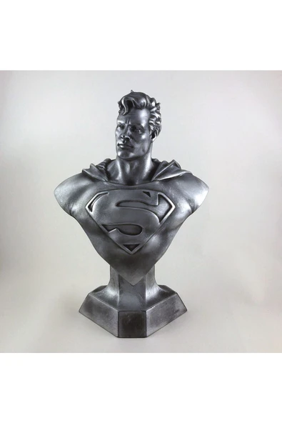 TuransoyCraft Çelik Adam Superman Büstü Gümüş Boyalı Figür 10 Cm ürün görseli 1
