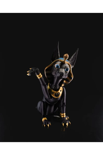 TuransoyCraft Antik Mısır Dönemi Hareketli Kedi - Jackal Heykeli ürün görseli 1