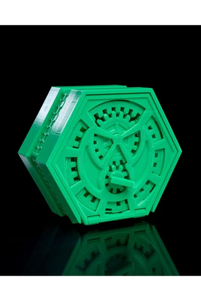 TuransoyCraft Çarklı Derin Kilitli Altıgen Yeşil Saklama Kutusu 13CM ürün görseli 1