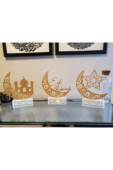 TuransoyCraft Ramazan Bayramı 3'lü Biblo Dekor Set 20 Cm ürün görseli 1