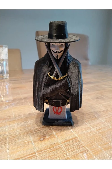 TuransoyCraft V for Vendetta Boyalı Büst 15 CM ürün görseli 1