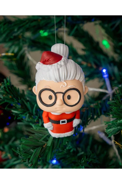 TuransoyCraft Uzaylı Noel Anne Yılbaşı Süsü Yılbaşı Noel Anne Çam Ağacı Süsü 18CM ürün görseli 1