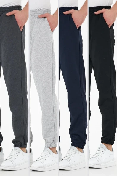 Çok Renkli 4'lü Erkek Eşofman Altı Etiketli Arka ve Yan Cepli Regular Fit Lastik Paça ürün görseli 1