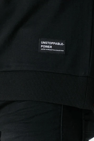 Erkek Siyah Basic Bisiklet Yaka Sweatshirt - Resim 2