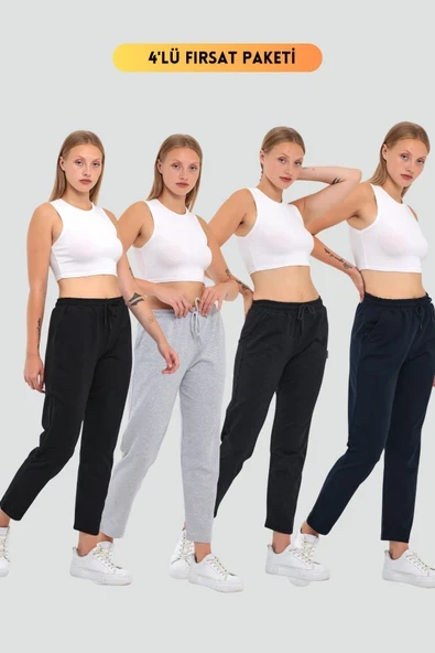 4'lü Kadın Lacivert Klasik Cepli Eşofman Altı ürün görseli 1