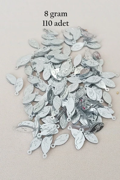 Oya Abiye Bileklik Kolye Pleksi Metalik Plastik Pul Gümüş Renk 8 gram 110 adet - BNC515 ürün görseli 1