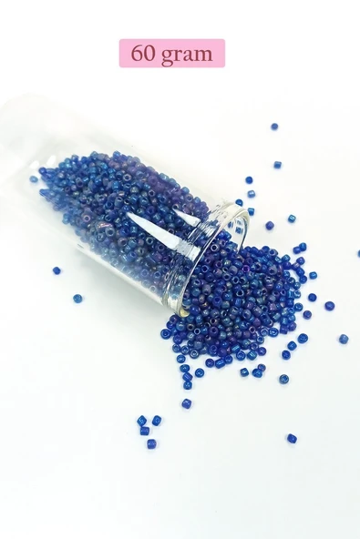 Dökme Cam Kum Boncuk (11/0) 2 mm - 60 Gram -  Koyu Mavi - BNC052 ürün görseli 1