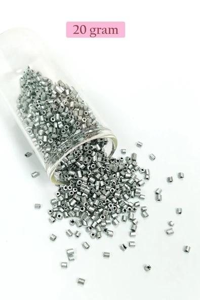 Kesme Cam Boncuk 2mm - 20 Gram - Mat Gümüş -BNC333 ürün görseli 1