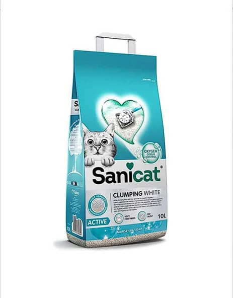 Sanicat Active Marsilya Sabunu Kokulu Topaklaşan Doğal İnce Bentonit Kedi Kumu 10 L ürün görseli 1