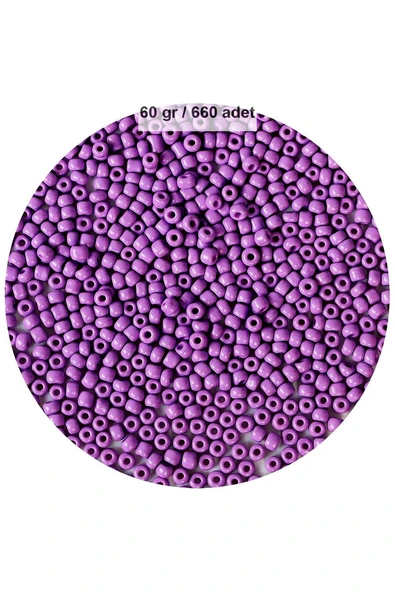 Mor Renk 4 mm Yaklaşık 660 adet / 60 gram Cam Boncuk Oya Yazma Bileklik ve Kolye ürün görseli 1