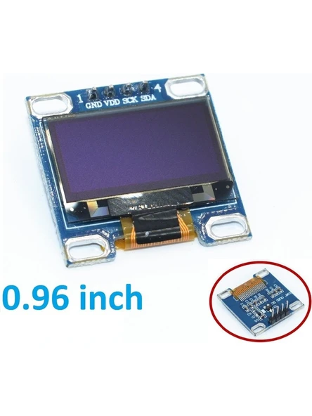 0.96 inch 128X64 I2C OLED Ekran - SSD1306 - Beyaz ürün görseli 1