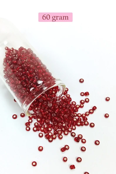 Dökme Cam Kum Boncuk (8/0) 3 mm - 60 Gram - Koyu Kırmızı - BNC224 ürün görseli 1