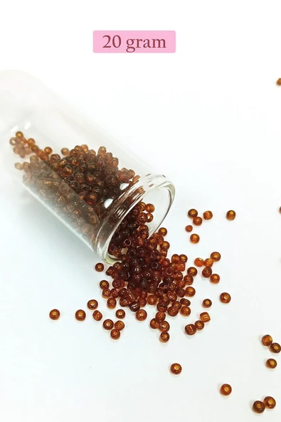 Dökme Cam Kum Boncuk (8/0) 3 mm - 20 Gram - Şeffaf Koyu Kahve - BNC159 ürün görseli 1