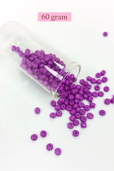 Dökme Cam Kum Boncuk Büyük Boy (6/0) 4 mm - 60 Gram - Koyu Eflatun - BNC123 ürün görseli 1