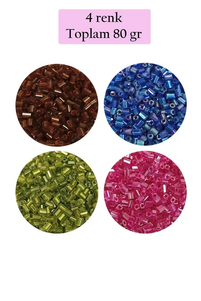 Kesme Cam Boncuk 2mm - 4 Renk - Toplam 80 Gram - BNC445 ürün görseli 1