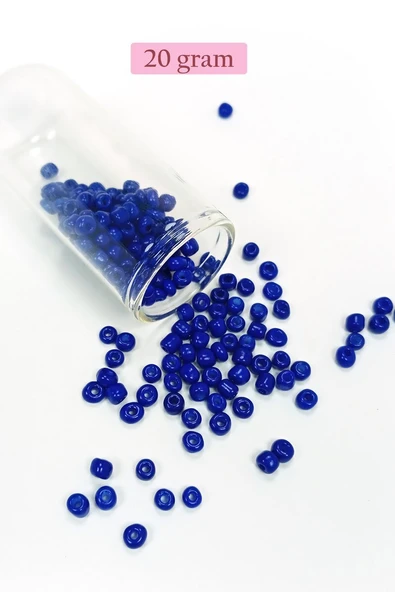 Dökme Cam Kum Boncuk Büyük Boy (6/0) 4 mm - 20 Gram - Koyu Mavi - BNC103 ürün görseli 1