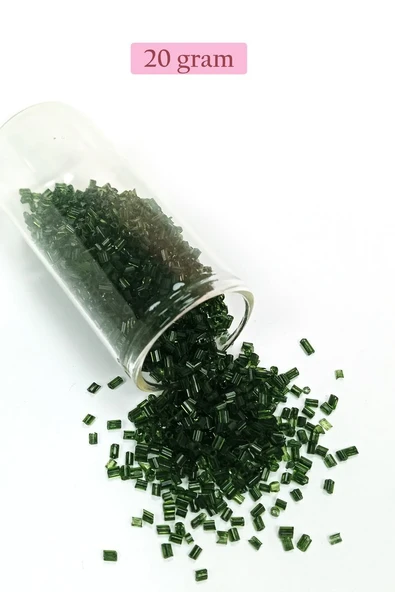 Kesme Cam Boncuk 2mm - 20 Gram - Şeffaf Koyu Yeşil -BNC319 ürün görseli 1