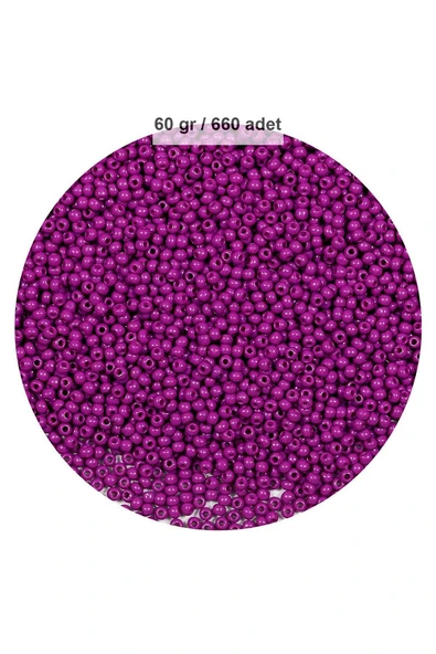 Fuşya Renk 4 mm Yaklaşık 660 adet / 60 gram Cam Boncuk Oya Yazma Bileklik ve Kolye ürün görseli 1