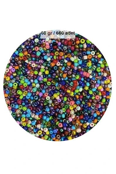Karışık Renk 4 mm Yaklaşık 660 adet / 60 gram Cam Boncuk Oya Yazma Bileklik ve Kolye ürün görseli 1