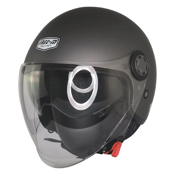 FR-612 MAT GRİ YARIM KASK (GÜNEŞ VİZÖRLÜ) ürün görseli 1