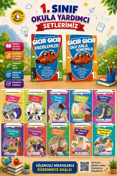 1. Sınıf Gıcır Gıcır Oku Anla Yorumla + Problemler + 10 lu Hikaye Seti ürün görseli 1