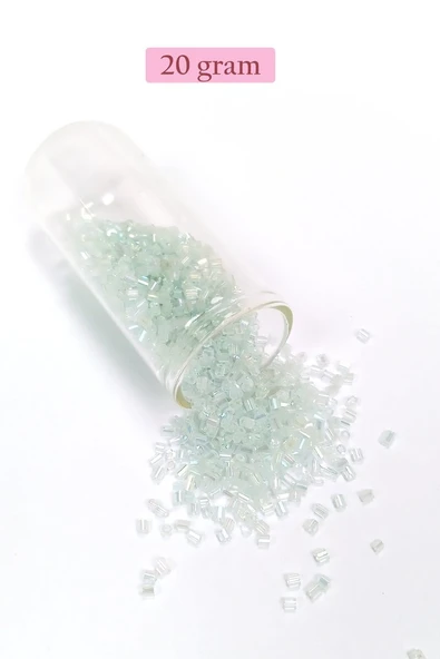 Kesme Cam Boncuk 2mm - 20 Gram - Şeffaf Beyaz -BNC320 ürün görseli 1