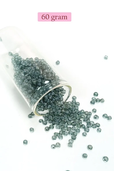 Dökme Cam Kum Boncuk (8/0) 3 mm - 60 Gram - Şeffaf Gri - BNC215 ürün görseli 1