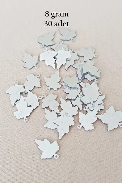 Oya Abiye Bileklik Kolye Pleksi Metalik Plastik Pul Gümüş Renk 8 gram 30 adet - BNC532 ürün görseli 1