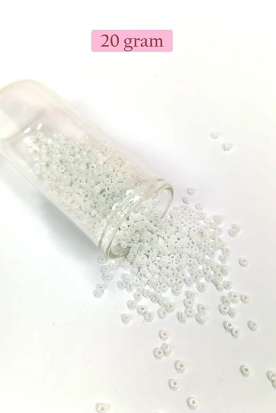 Dökme Cam Kum Boncuk (8/0) 3 mm - 20 Gram - Parlak Beyaz - BNC153 ürün görseli 1