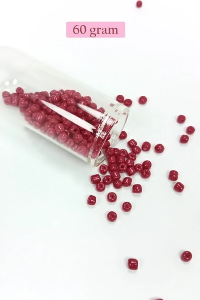 Dökme Cam Kum Boncuk Büyük Boy (6/0) 4 mm - 60 Gram - Bordo - BNC133 ürün görseli 1