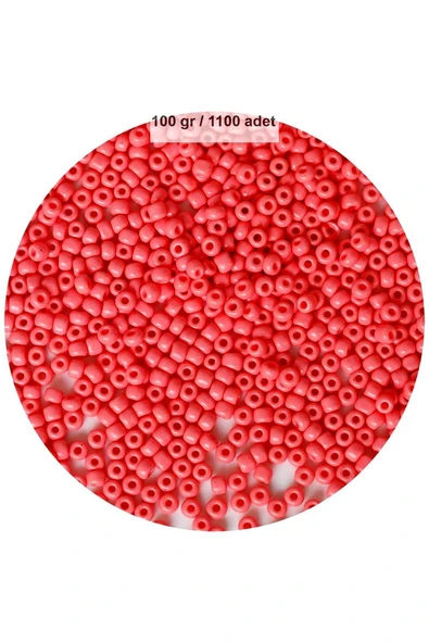 Karpuz Pembesi Renk 4 mm Yaklaşık 1100 adet / 100 gram Cam Boncuk Oya Yazma Bileklik ve Kolye ürün görseli 1