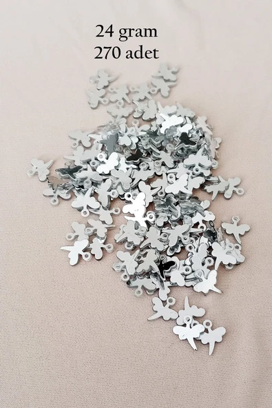 Oya Abiye Bileklik Kolye Pleksi Metalik Plastik Pul Gümüş Renk 24 gram 270 adet - BNC563 ürün görseli 1