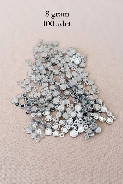 Oya Abiye Bileklik Kolye Pleksi Metalik Plastik Pul Gümüş Renk 8 gram 100 adet - BNC500 ürün görseli 1