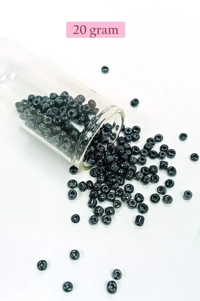 Dökme Cam Kum Boncuk Büyük Boy (6/0) 4 mm - 20 Gram - Siyah - BNC084 ürün görseli 1