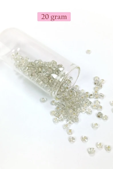 Dökme Cam Kum Boncuk Büyük Boy (6/0) 4 mm - 20 Gram - Şeffaf - BNC086 ürün görseli 1