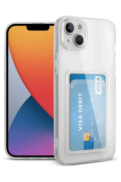 Newface Apple iPhone 15 Kılıf Kart Şeffaf Silikon - Şeffaf ürün görseli 1