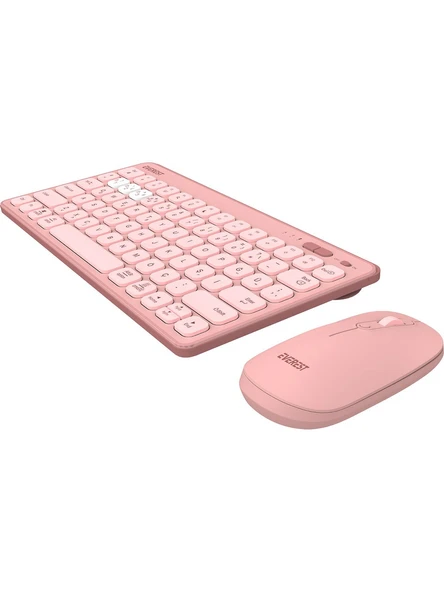 Everest Lumı KM-BT903 Pembe 3in1 3 Bt + 2.4 1600DPI Ultra Ince Q 4 Cihaz Bağlantılı Scissors Kablosuz Klavye + Mouse Set ürün görseli 1