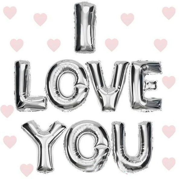 I Love You Folyo Balon Gümüş Renk 35 CM ürün görseli 1