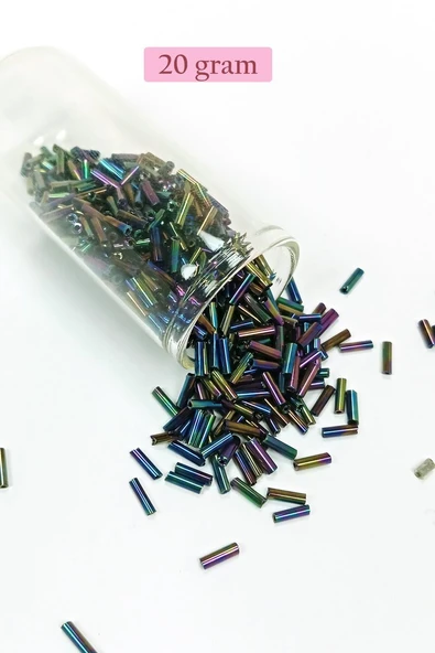 Uzun Boru Kesme Boncuk Çap 2mm Uzunluk 10 mm - 20 Gram - Mavi Yeşil - BNC230 ürün görseli 1