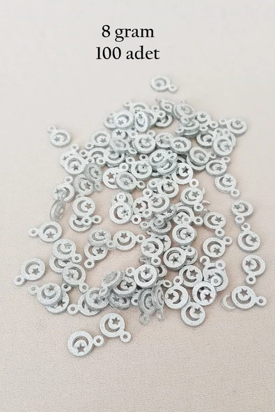 Oya Abiye Bileklik Kolye Pleksi Metalik Plastik Pul Gümüş Renk 8 gram 100 adet - BNC516 ürün görseli 1