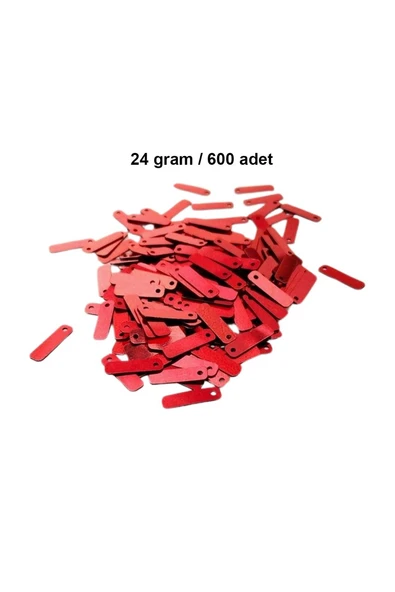 Kırmızı 15 x 5 mm Dantel Oya Yazma Halhal Abiye Lazer Kesim Pul 600 adet / 24 gram ürün görseli 1